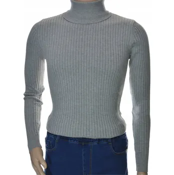 Pánský svetr Pánský bavlněný svetr s rolákem rolák přiléhavý s pruhem šedý 2XL XXL