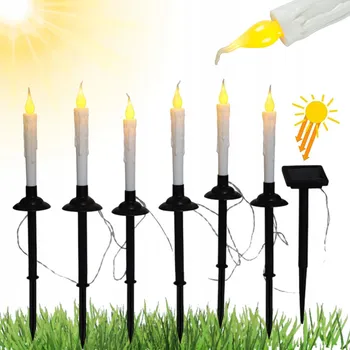 Venkovní osvětlení SOLÁRNÍ SVÍČKY 6 KS BÍLÉ LED ZAHRADNÍ OSVĚTLENÍ VODĚODOLNÉ