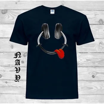 Pánské tričko levne-bavlnene-vtipne-tricko-potisk-vesela-sluchatka Barva: Navy - tmavě modrá, velikost: XL