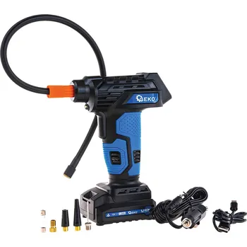 Kompresor Akumulátorový kompresor 0,2-10,3 Bar, 12V, 1.5Ah batéria, 23l/min, LCD display, GEKO