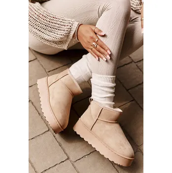 Dívčí sněhule Dámské sněhové boty na platformě 20216-F Světle béžová - Xamella světle béžová 38