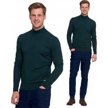 Pánský svetr ELEGANTNÍ PÁNSKÝ SVETR S POLOVIČNÍM ROLÁKEM KLASICKÝ HLADKÝ MÓDNÍ SLIM FIT MORAJ XXL