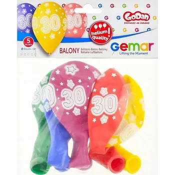 Balónek Balónky Godan číslice 30 33 cm vícebarevné 5 kusů