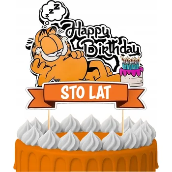 Obraz ZÁPICH DO DORTU Narozeninový Sto let GARFIELD KOČKA KOTĚ POSTAVY TOPPERY 4