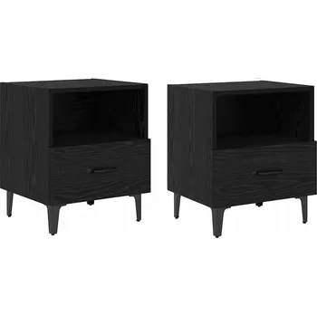 Noční stolek Noční Stolek 2 ks Černý dub 40 x 35 x 47,5 cm