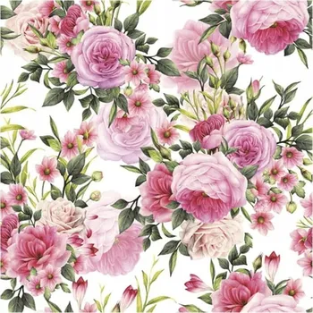 Papírový ubrousek Ubrousky "Květiny růží a větvičky", Máky, 33 cm, 20 ks