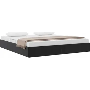 Postel Postel s úložným prostorem s čelo Černá 160 x 200 cm Umělá kůže