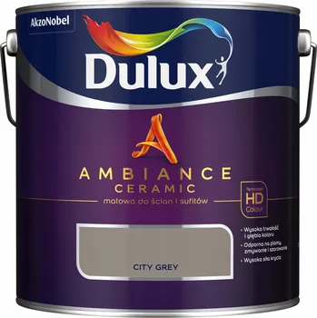 barva na zeď Dulux Ambiance keramická barva na stěny a stropy matná City Grey 2,5L