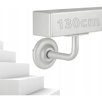 Zábradlí Stříbrné nástěnné schodišťové madlo ČTVERCOVÉ Ocel zábradlí na schody 130 cm