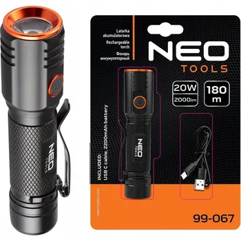 Svítilna NEO 99-067 akumulátorová svítilna USB C 2000 lm černá