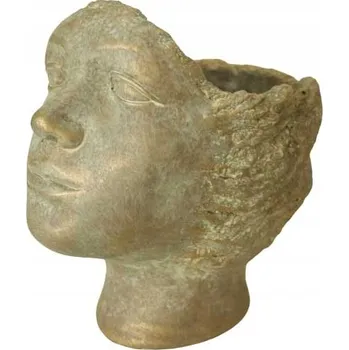 Obal na květináč Květináč betonová hlava zlatá H18 DEcodomi