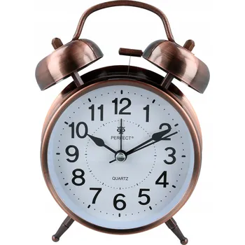 Budík Budík měděný Perfect 12 cm ANALOGOVÝ s velkými číslicemi a hlasitým alarmem
