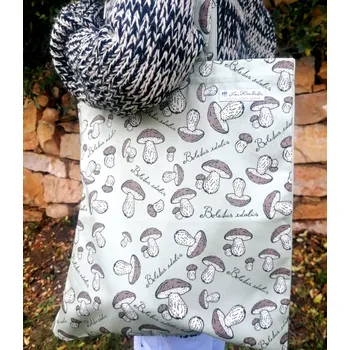 Nákupní košík Taška nejen na houby "Hříbky" - světle modrá