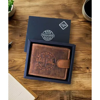 Peněženka Luxusní pánská kožená peněženka na patent se znamením zvěrokruhu Váhy premium kůže Master Pragati Elite GTI 2550L