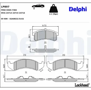 Brzdová destička Sada brzdových destiček, kotoučová brzda DELPHI LP897