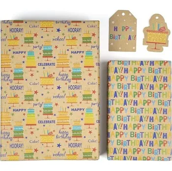 Party dekorace Balicí papír RUSPEPA Kraft s visačkami