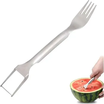 Kráječ na chleba Kráječ melounu, kráječ melounu, vidlička na krájení melounu 2 v 1, nůž z nerezové oceli na meloun,