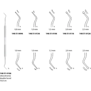 Medin a.s. Exkavátor oboustranný; 1,5 mm; 16,8 cm Ergonomický oboustranný exkavátor pro přesné čištění a přípravu dutin