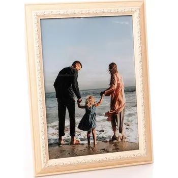 Zahradní dekorace Barokní fotorámeček na fotografie formátu DIN A4 / 21x30 cm - Vintage fotorámeček v béžové barvě s