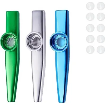 Dechový nástroj Kazoo z hliníkové slitiny, 3dílný kovový nástroj Kazoo, s 10 membránami, pro hudební nástroje a