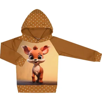 Mikina s kapucí - Puntík hnědý - srneček Velikost: 110