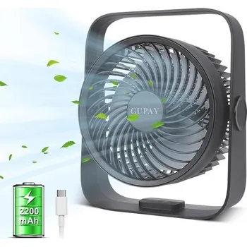 Domácí ventilátor Přenosný turbo ventilátor GUPAY, ventilátor s 5 rychlostmi, nastavitelný sklon o 360°, tichý stolní