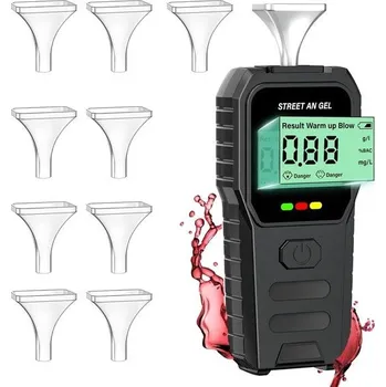 Alkohol tester KKMOL Alkoholový analyzátor s 10 náustky, digitální alkohol tester s LED displejem