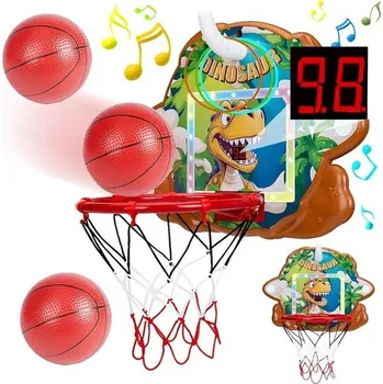 Basketbal Mini basketbalový koš Fullware pro děti do interiéru – 2 v 1 s hodem kroužků a dinosaurským