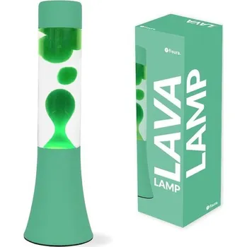 Stojací lampa Fisura - Zelená lávová lampa. 30 cm lávová lampa s podstavcem a průhlednou tekutinou. Originální
