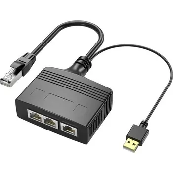 Switch RIIEYOCA 1 až 3 RJ45 Ethernet Splitter Adapter, 8jádrový 100Mbps vysokorychlostní LAN síťový