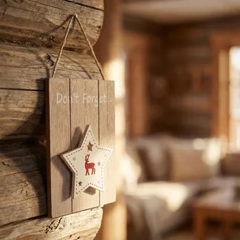 Vánoční dekorace Vánoční nástěnná dekorace Tadar Dont Forget 10 × 2 × 13,5 cm béžová