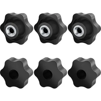 Matice Hvězdicová matice Jeboler M10, 6 kusů, vroubkovaný šroub s vnějším průměrem 50 mm, hvězdicová