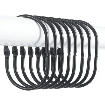 Věšák Kroužky na sprchový závěs Goowin, 24 kusů, kovové háčky na sprchový závěs, oválný kroužek se