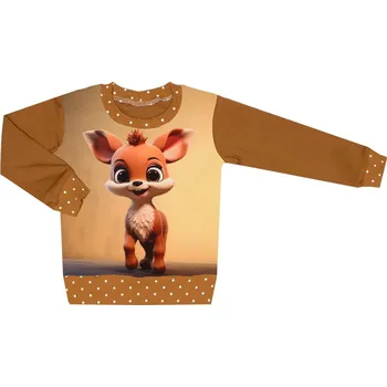 Mikina bez kapuce - Puntík hnědá - srneček Velikost: 104