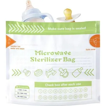 Ohřívač a sterilizátor 10 kusů sterilizačních sáčků do mikrovlnné trouby, sáčky na čištění lahviček s odsávačkou mléka,