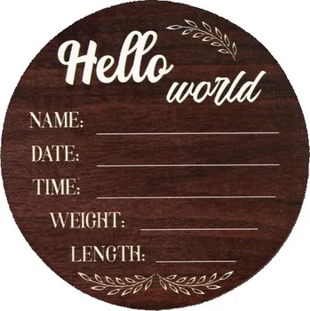 Party dekorace Dřevěná karta s oznámením o narození miminka