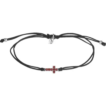 Náramek Český granát Stříbrný náramek Shamballa s českým granátem - křížek 160592