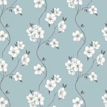 Tapeta Tapeta Timeet Modrá a bílá Samolepicí tapeta Květinová samolepicí fólie Nábytek Květinový vzor
