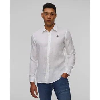 Bílá Lněná Pánská Košile Aeronautica Militare 251ca1239ct3089-73009