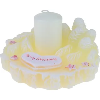 Svícen Svícen vánoční béžový s béžovou svíčkou 14 cm (Lampion na čajovou svíčku)