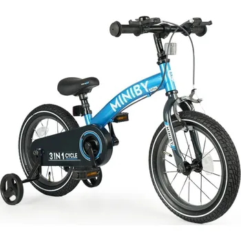 Dětské kolo QPLAY Dětské kolo 14" MINIBY 3v1 Blue, věk 2 - 8 let