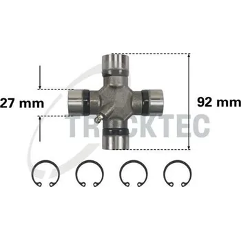 Hřídel nápravy Kloub, kloubový hřídel TRUCKTEC AUTOMOTIVE 02.34.043