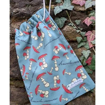 Školní sáček Les Houbeles Plátěný pytlík "Muchomůrky" - modrá