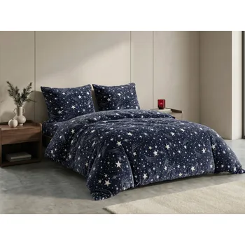 Povlečení Mikroplyšové povlečení STARLIGHT tmavě modré Rozměr povlečení: 2 ks 70 x 90 cm | 200 x 220 cm