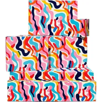 Party dekorace Balicí papír dětský-Duhové čmáranice-6ks