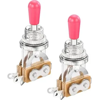 Elektrická kytara QUARKZMAN 3-polohový krátký rovný přepínač pro kytaru, stříbrný s růžovými krytkami tlačítek pro