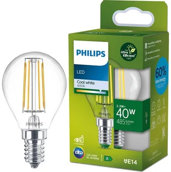 Žárovka Žárovka LED Philips 40W, filament, E14, studená bílá
