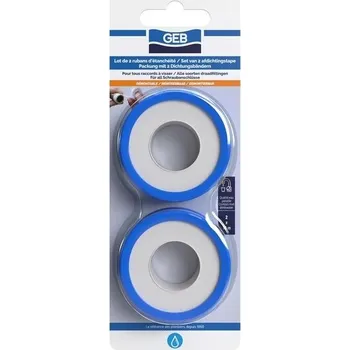 Těsnicí páska GEB 2x PTFE 12m x 12mm pro utěsnění závitových spojů - vhodná pro pitnou vodu, bílá