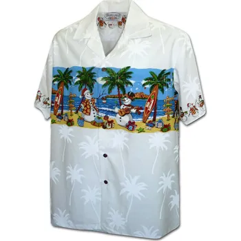 Pánská košile Pacific Legend Bílá havajská košile s motivem sněhuláků na pláži Velikost: XXL