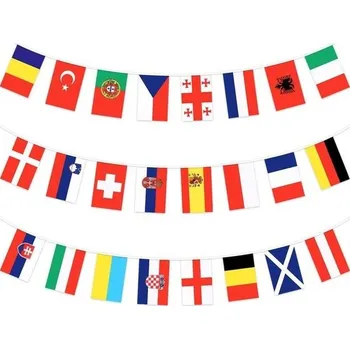 Party dekorace DERAYEE Dvoudílná girlanda s vlajkami světa s 24 zeměmi - Vlajky mistrovství Evropy ve fotbale a